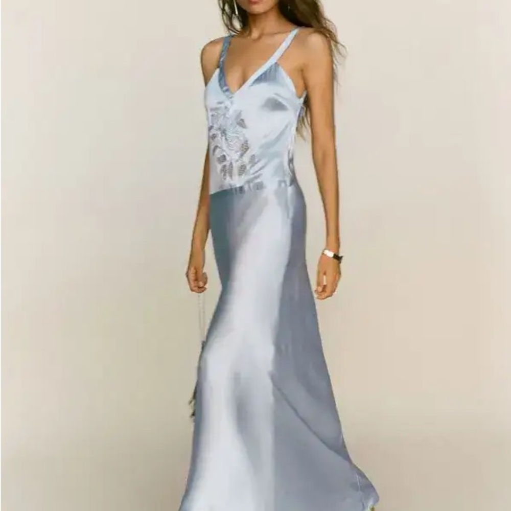 Reformation Tatie Silk Light Blue